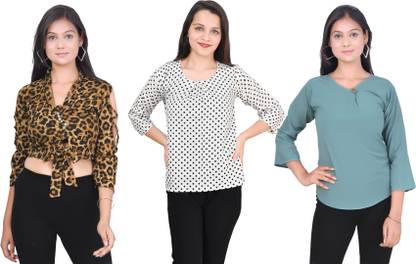 Fikroo Casual Printed Women Multicolor Top