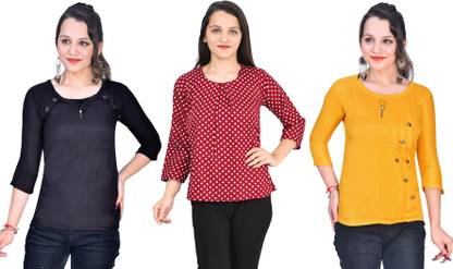 Casual Solid Women Red Top