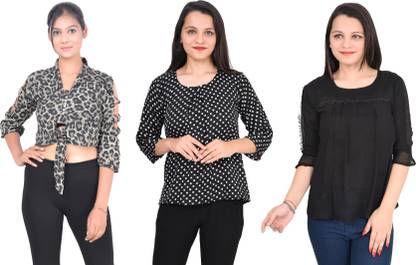 Fikroo Girls Casual Crepe Top