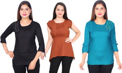 Casual Solid Women Multicolor Top