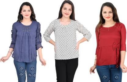 Fikroo Girls Casual Crepe Top