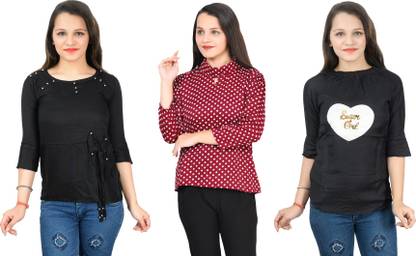 Fikroo Girls Casual Crepe Top