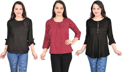 Fikroo Girls Casual Crepe Top