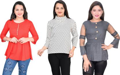 Casual Solid Women Red Top