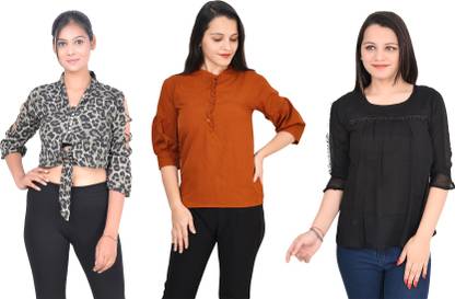 Fikroo Girls Casual Crepe Top