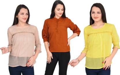Fikroo Girls Casual Crepe Top