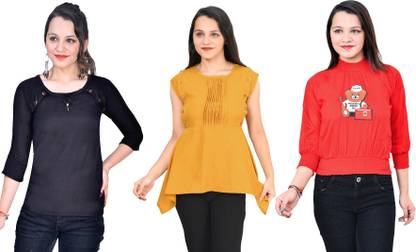 Fikroo Girls Casual Crepe Top