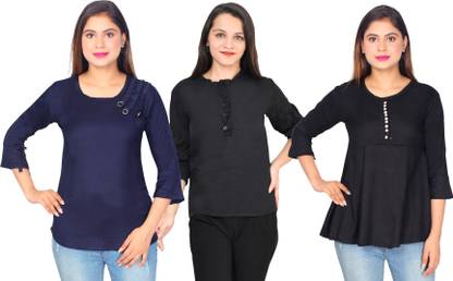 Casual Solid Women Red Top