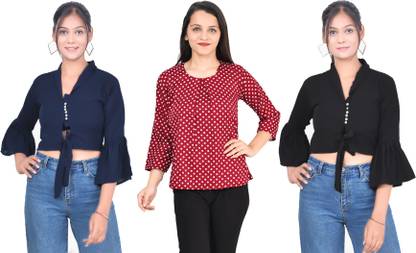 Girls Casual Crepe Top