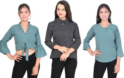 Casual Solid Women Red Top