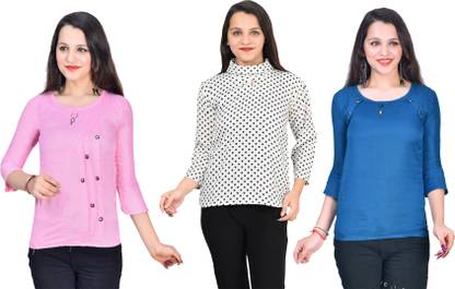 Casual Solid Women Red Top