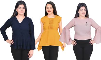 Casual Solid Women Red Top