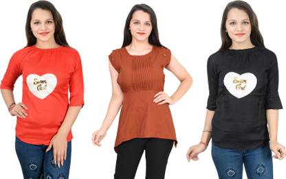 Casual Solid Women Red Top