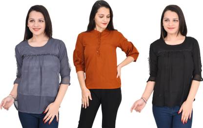 Girls Casual Crepe Top