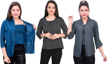 Fikroo Casual Solid Women Red Top