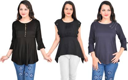 Casual Solid Women Red Top
