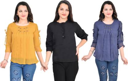 Fikroo Girls Casual Crepe Top