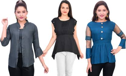 Casual Solid Women Multicolor Top