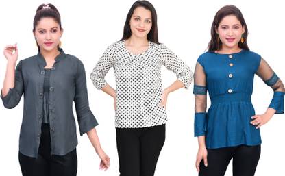 Casual Solid Women Red Top