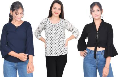 Fikroo Girls Casual Crepe Top