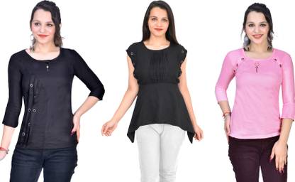 Girls Casual Crepe Raglan Top