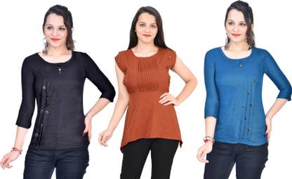 Casual Solid Women Red Top