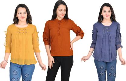 Fikroo Girls Casual Crepe Top