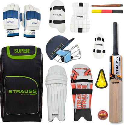 Strauss Standard (Super) RH Cricket Kit|Size SH| Set of 12 Complete Cricket Set Cricket Kit