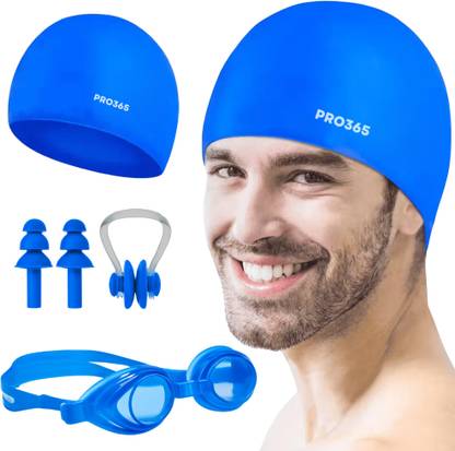 PRO365 Anti Fog Goggles| Silicon Cap| Earplugs With Nose Clip Swimming Kit