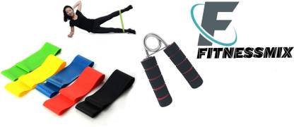 Owlix Combo Of Resistance Loop Band With Foam Hand Gripper For Home & Gym Fitness Accessory Kit Kit