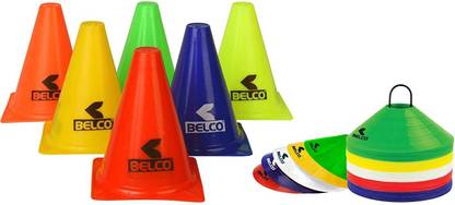 BELCO SPORTS 6 Inch PVC Cones Pack 6, 20 Space Markers Agility Combos (Multicolour) Football Kit