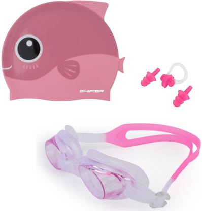ArrowMax Swimming Cap For Kids Antifog Goggles Earplug Noseplug Combo Set Swimming Kit