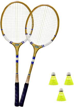 MINIBLITZ Wooden Rackets 2 Piece Badmintons with 3 Shuttles Badminton Racquet Badminton Kit