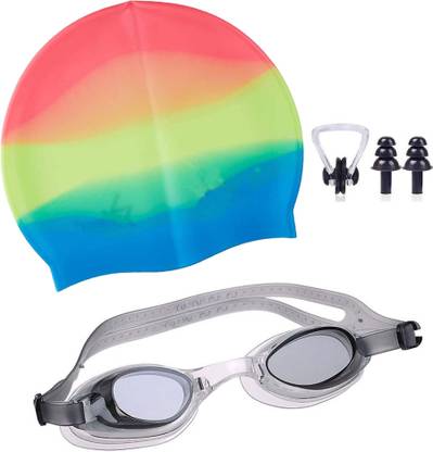 DECRONICS Swimming Kit Set For Men & women with Goggles, Silicon Cap, Earplugs, Nose Clip Swimming Kit
