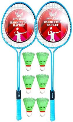 SPO Zone Badminton Racket SET Of 2 Piece With 6 Piece Plastic Shuttles COMBO Badminton Kit