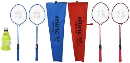 Airic Classic Double Shaft Xtreme Set Of 4 with 3 Plastic Shuttles Badminton Kit