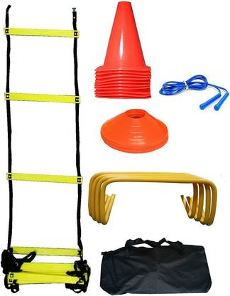 FIKAST Agility kit 4 Mtr. Ladder 10 saucer 6 cone of 6 inch 6 hurdle Football & Fitness Kit