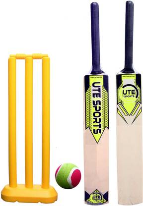 UTE SPORTS Fire Wooden bat, Plastic stump,1 tennis ball Kit Size 5 For Age Group 7-10 Cricket Kit