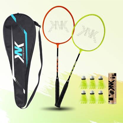 KNK Aluminium Badminton Set Of 2 Pc With 6 Pc Nylon Shuttle Badminton Kit