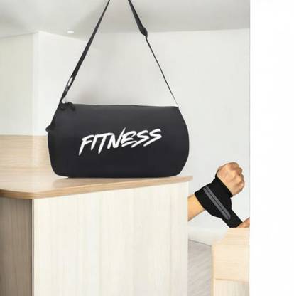 Emmcraz 2in1 Pack of polyster Black Gym Bag full kit combo Fitness Accessory Kit Kit