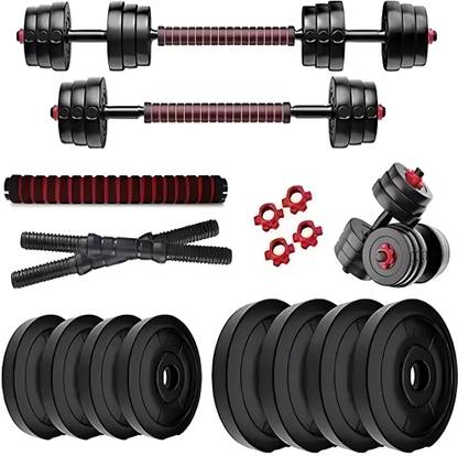 SX FITNESS 10 kg 3 In 1 Convertible Dumbbells & Barbell Home Gym Set Kit For Home Workout Home Gym Combo
