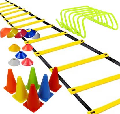 ZEBB 6 pc Hurdles, 6 pc 6 Inches Maker Cones, 10 Pc Soccer cone, 1 Pc Agility Ladder Football & Fitness Kit