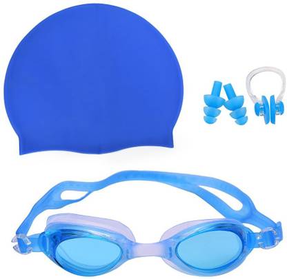 SHIFTER Swimming Kit With Cap, Goggle, 2 Pair Ear Plugs & 1 Nose Clip Combo Swimming Kit