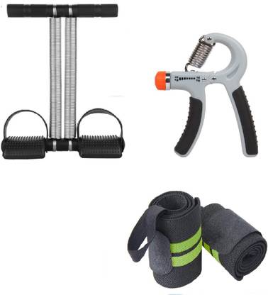 Dr Pacvu Set 3|Gun Hand Gripper1 Wrist Support Arm Band,Double Tummy Trimmer for Exercise Fitness Accessory Kit Kit