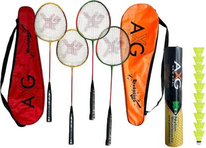 AXG NEW GOAL Thrasher Racquets Set of 4 with 10 Shuttles Badminton Kit