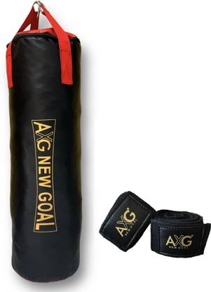 AXG NEW GOAL Smart Unfilled Punching Bag (3ft) With Hand Wraps Boxing Kit