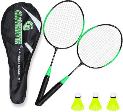 CLOVERBYTE Exotic Green Kids Racket with 3 Shuttlecock And Cover For Kids Badminton Kit