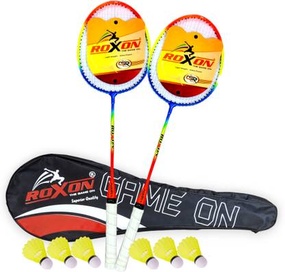 ROXON Thunder Iron Wide Body Badminton With 6 Piece Plastic Shuttles And 1 Piece Cover Badminton Kit