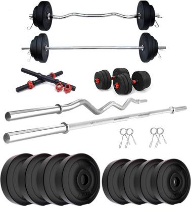 STARX 20 kg PVC GYM KIT WITH 3FT CURL, 3FT STRAIGHT ROD AND Home Gym Combo