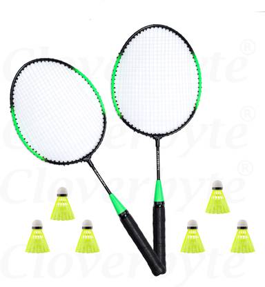 CLOVERBYTE Exotic Green Kids Racket Set with 6 Shuttlecock For Kids Badminton Kit